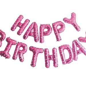 סט בלונים הפי בזדי  בגודל 16" צבע ורוד  HAPPY BIRTHDAY