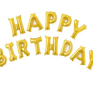 סט בלונים הפי בזדי  בגודל 16" צבע זהב  HAPPY BIRTHDAY