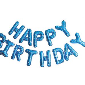 סט בלונים הפי בזדי  בגודל 16" צבע כחול  HAPPY BIRTHDAY