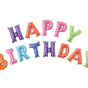 סט בלונים הפי בזדי  בגודל 16" צבעוני  HAPPY BIRTHDAY