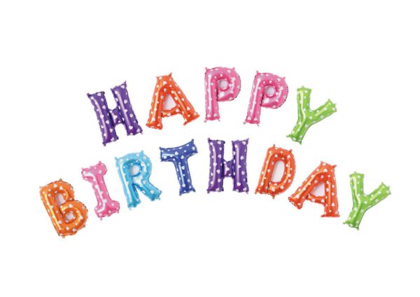 סט בלונים הפי בזדי  בגודל 16" צבעוני  HAPPY BIRTHDAY